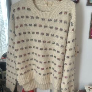 Moth Cream Sweater with Colorful Accents